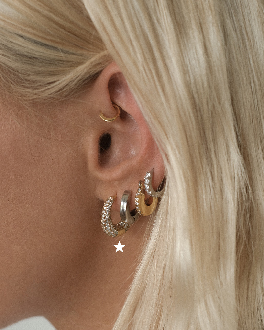 Pavé Marbella Hoops - Gold — another angle