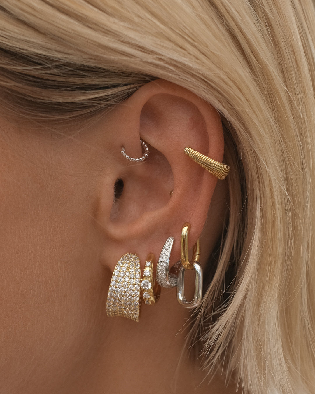 Stone Geneva Hoops - Gold — alternate view 2