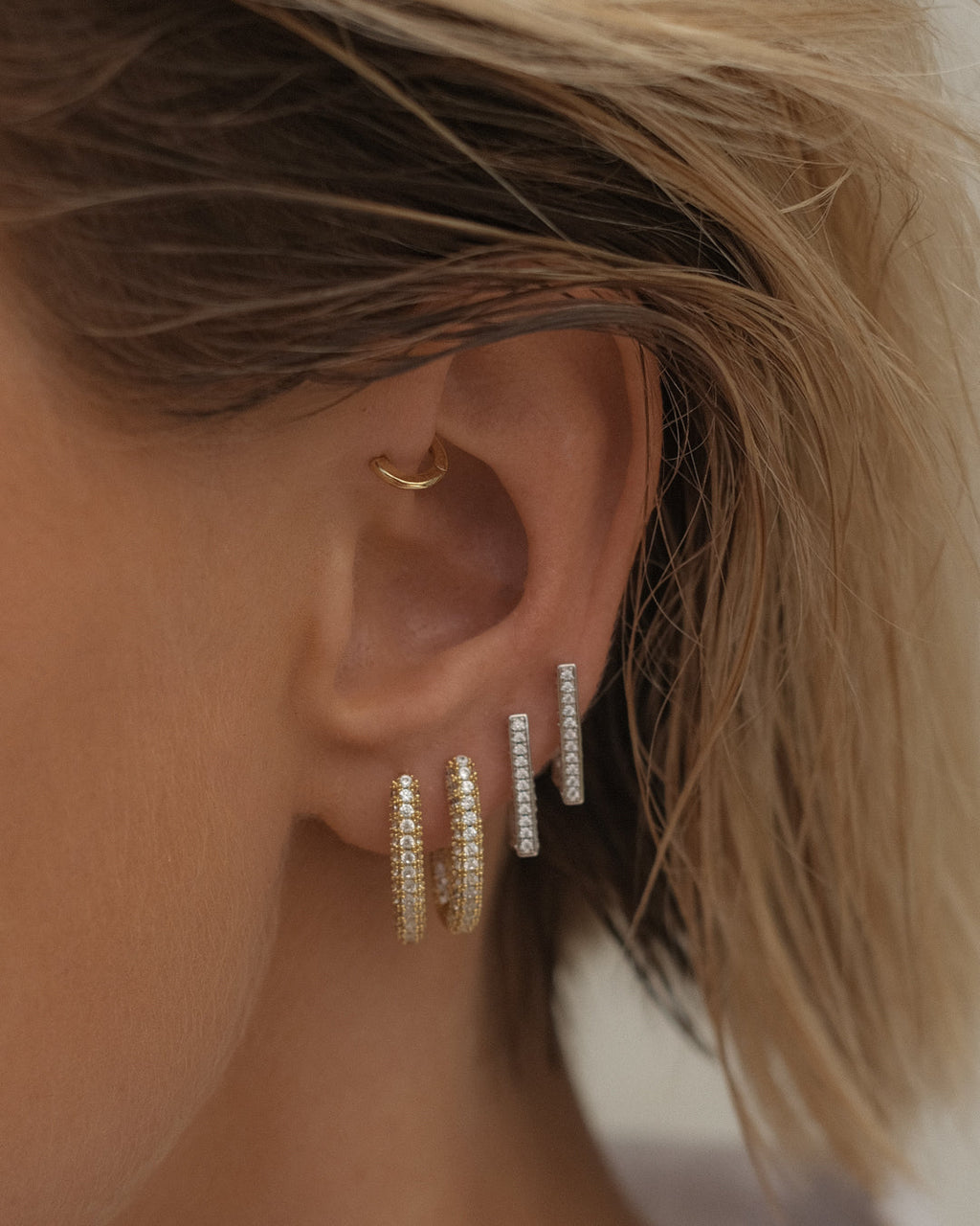 Pavé Amalfi U Hoops - Gold — another angle