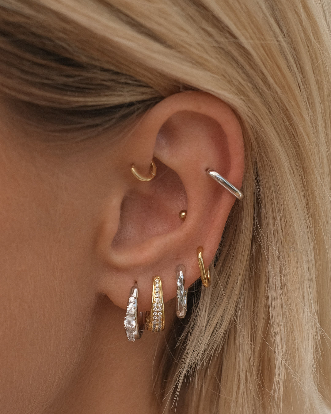 Stone Geneva Hoops - Silver — alternate angle