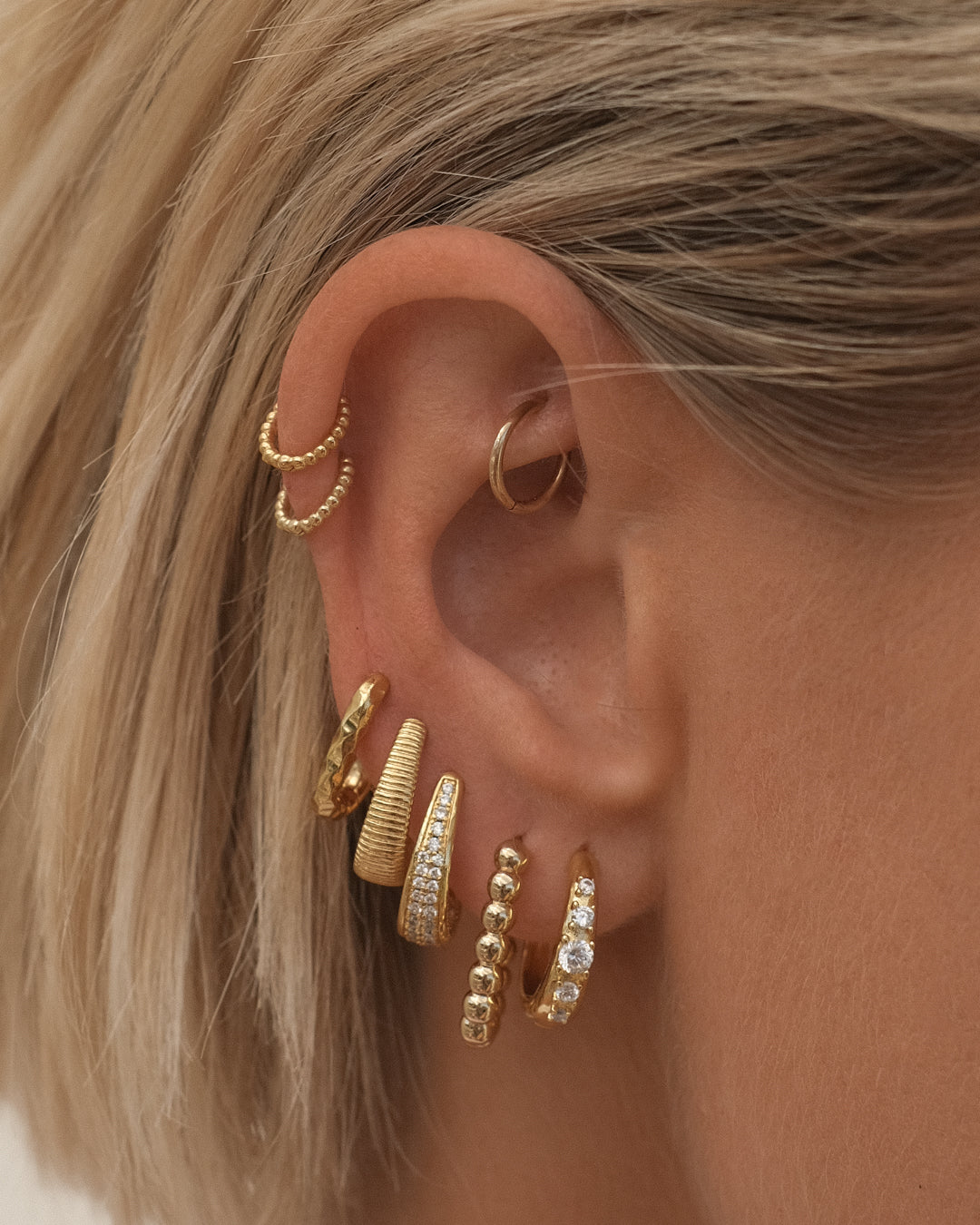 Stone Geneva Hoops - Gold — alternate angle 2