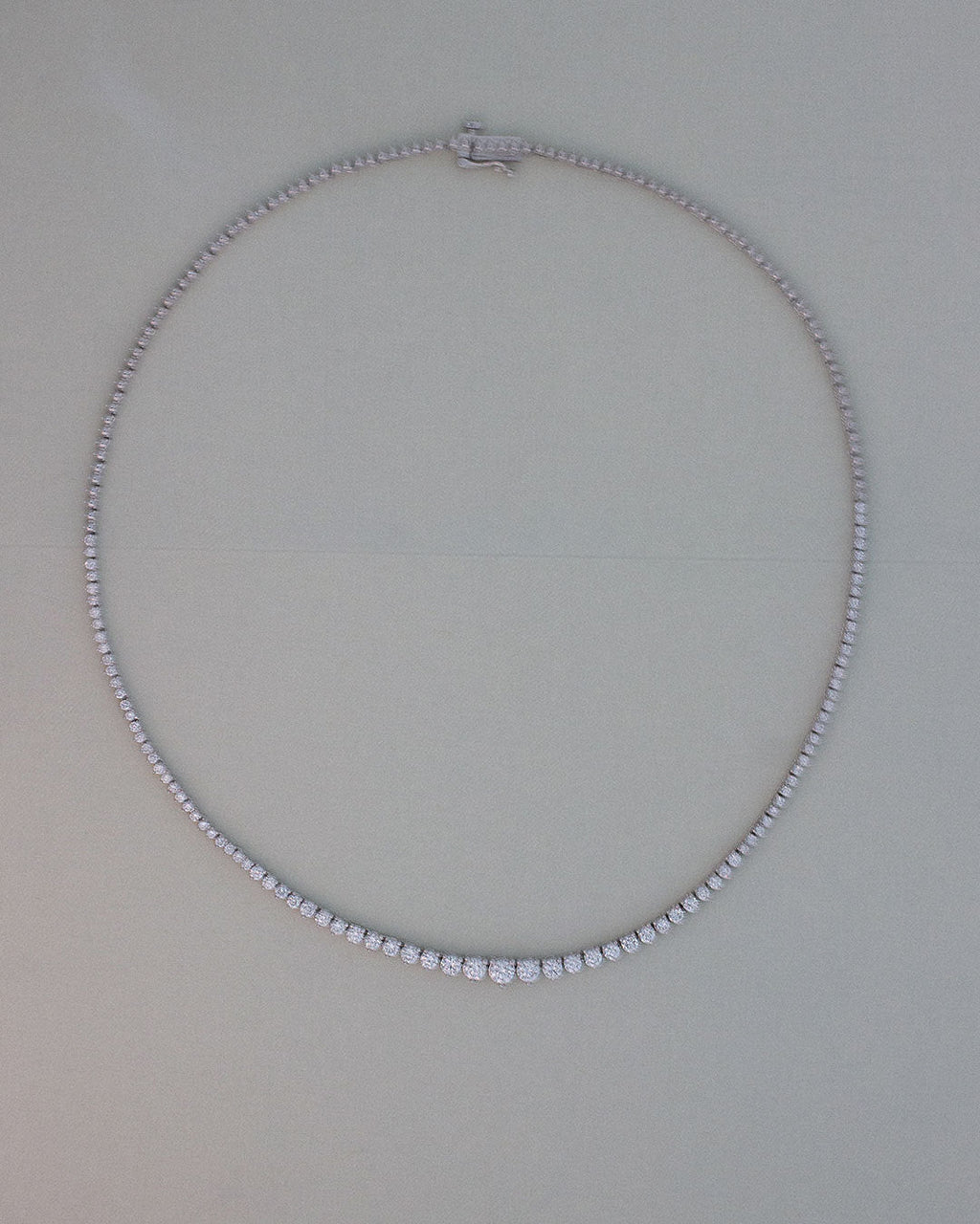 Graduated Tennis Necklace in Silver — another angle