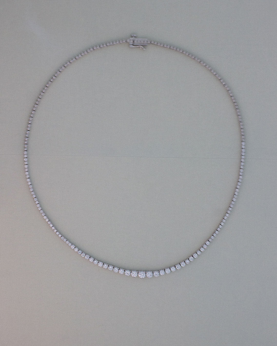 Graduated Tennis Necklace in Silver — another angle