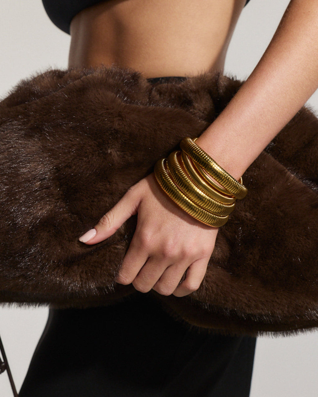 Flex Snake Chain Bracelet- Set of 3 (12mm wide) - Gold — alternate view