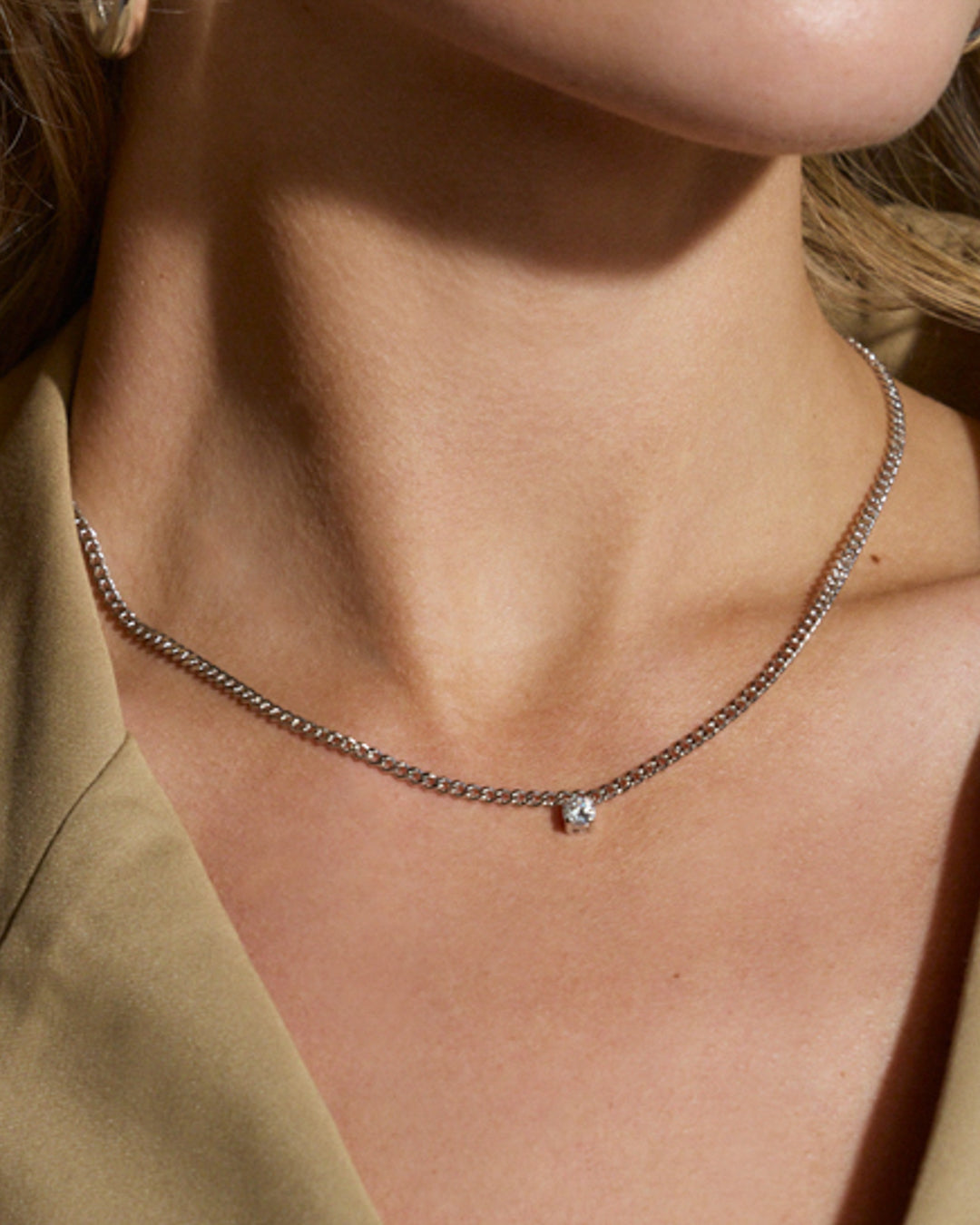 Bardot Stud Charm Necklace - Silver — alternate view