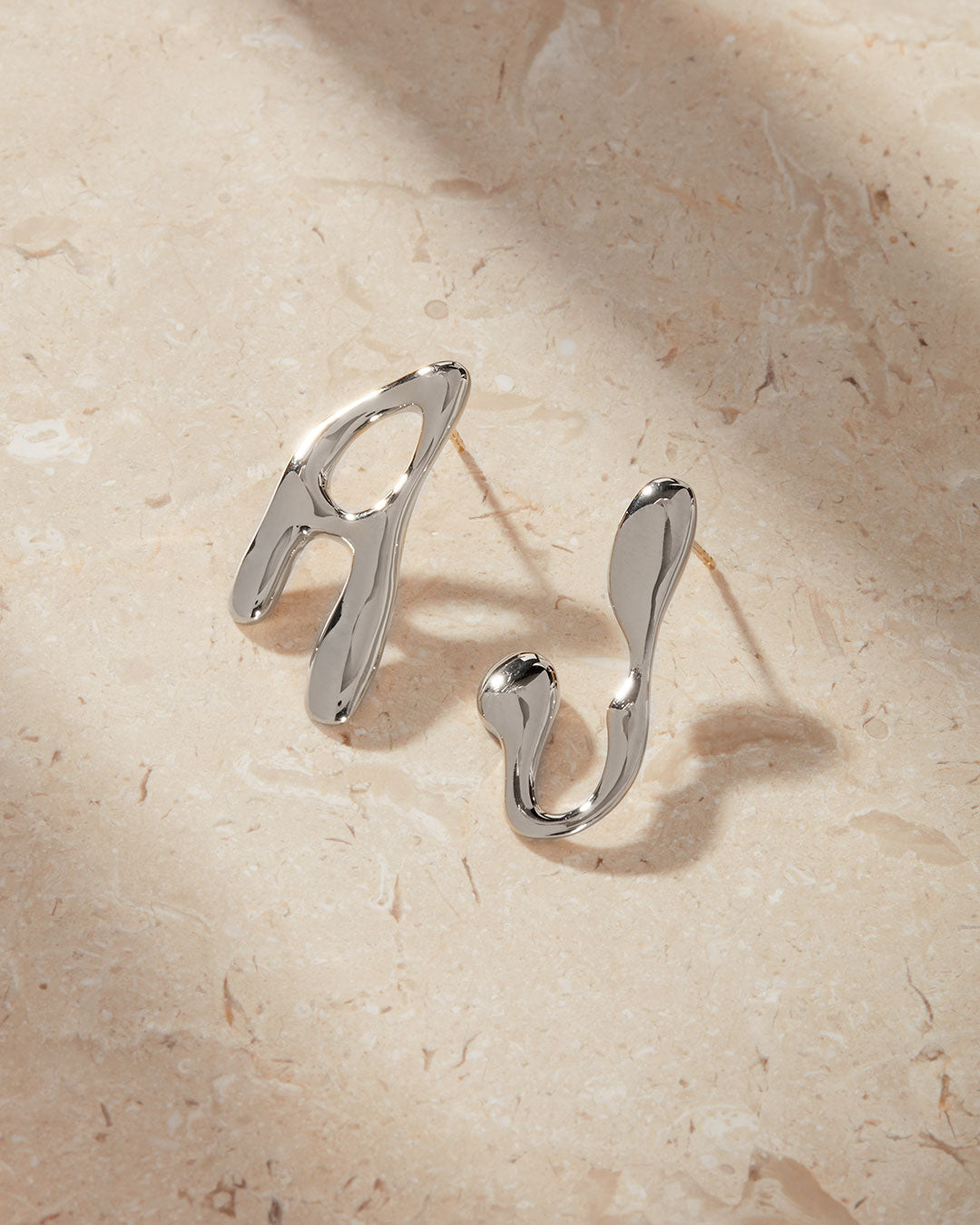 Goopy Letter Initial Earrings — alternate view