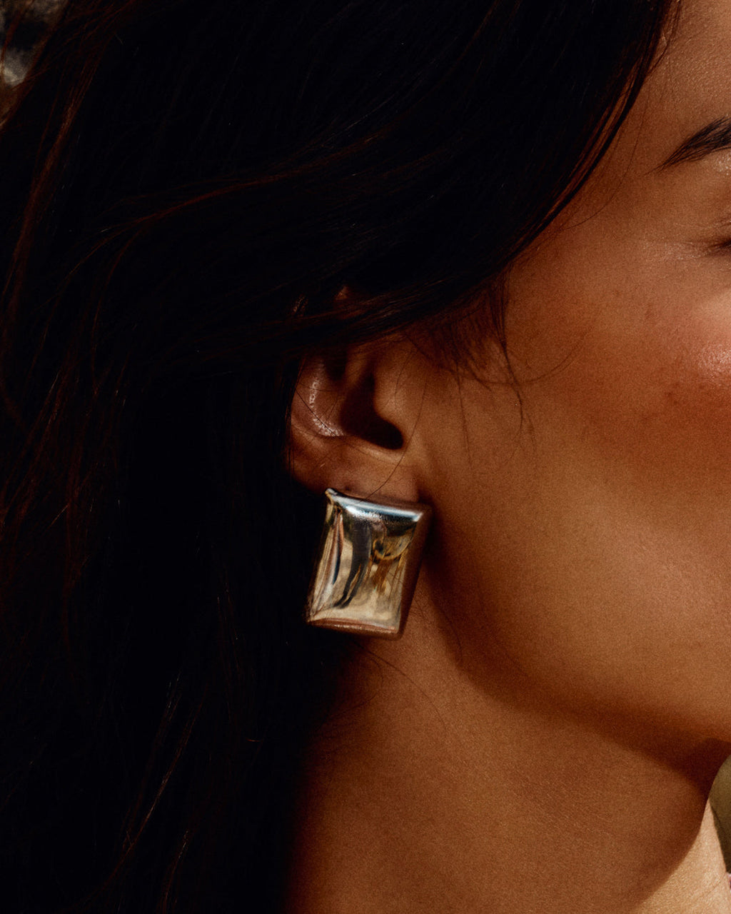 Biarritz Studs - Gold in Silver - Earrings — detail view