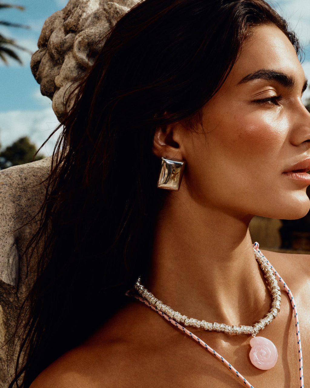 Biarritz Studs - Silver in Gold - Earrings — detail view