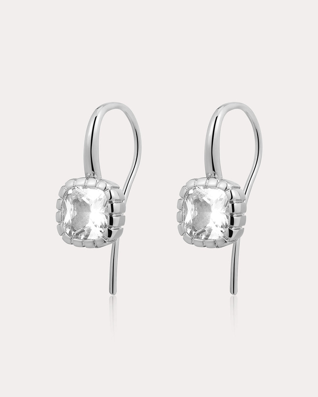 Classique Cushion Hook Earrings in Silver — alternate view