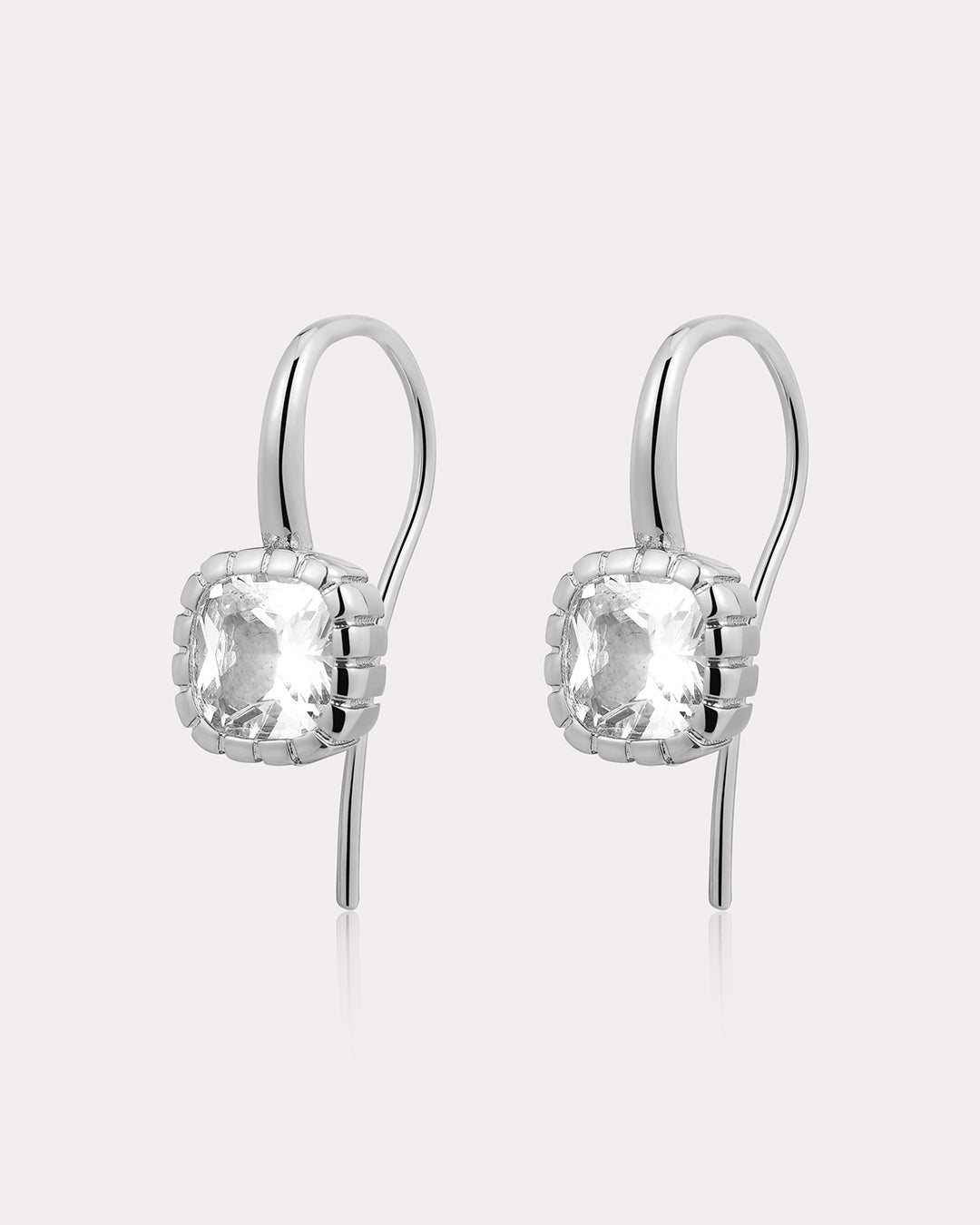 Classique Cushion Hook Earrings in Silver — alternate view
