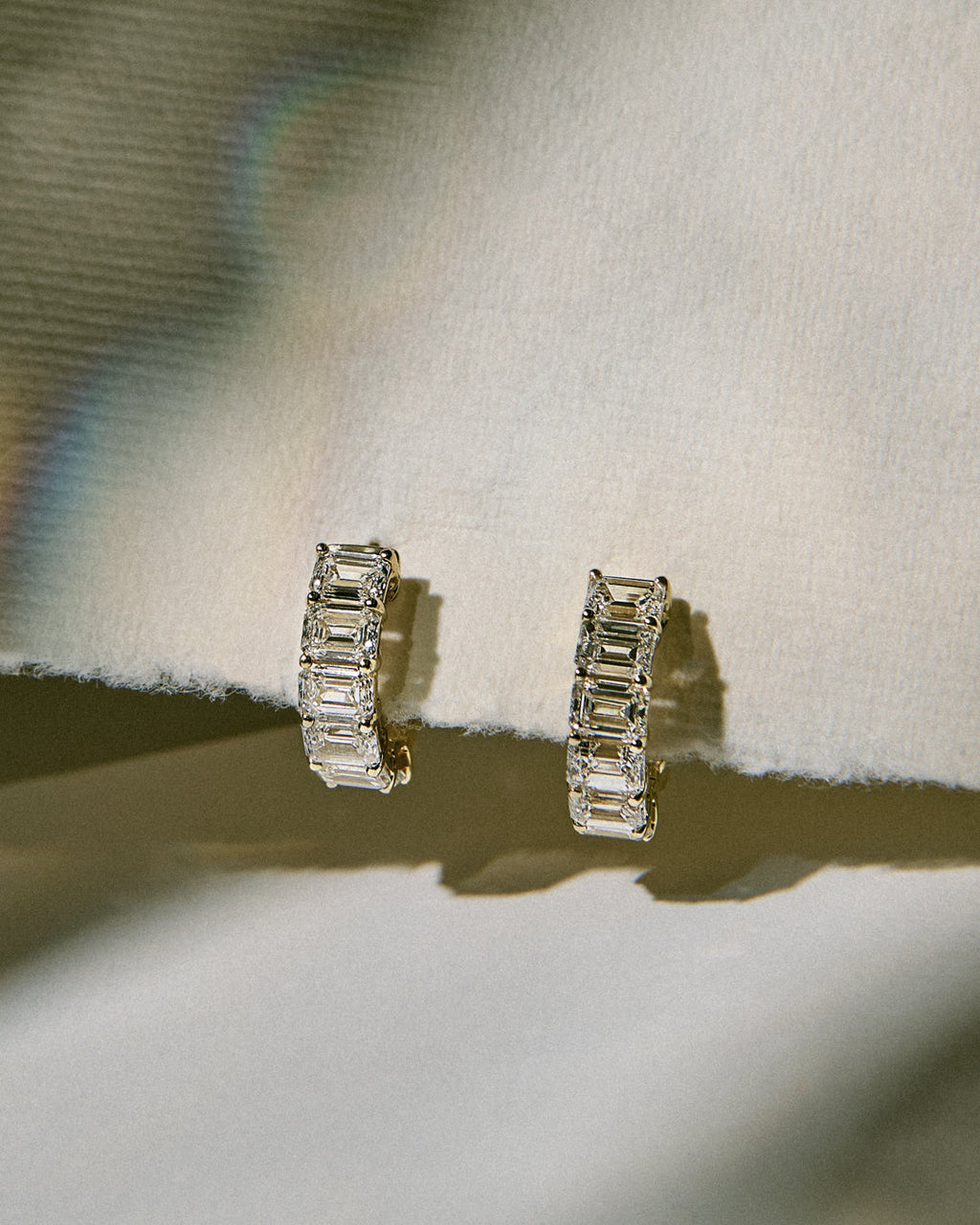 Emerald Prong Set Huggies - Earrings