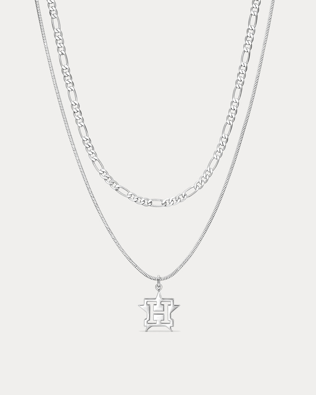 MLB Double Chain Logo Necklace - Silver — detail view 3