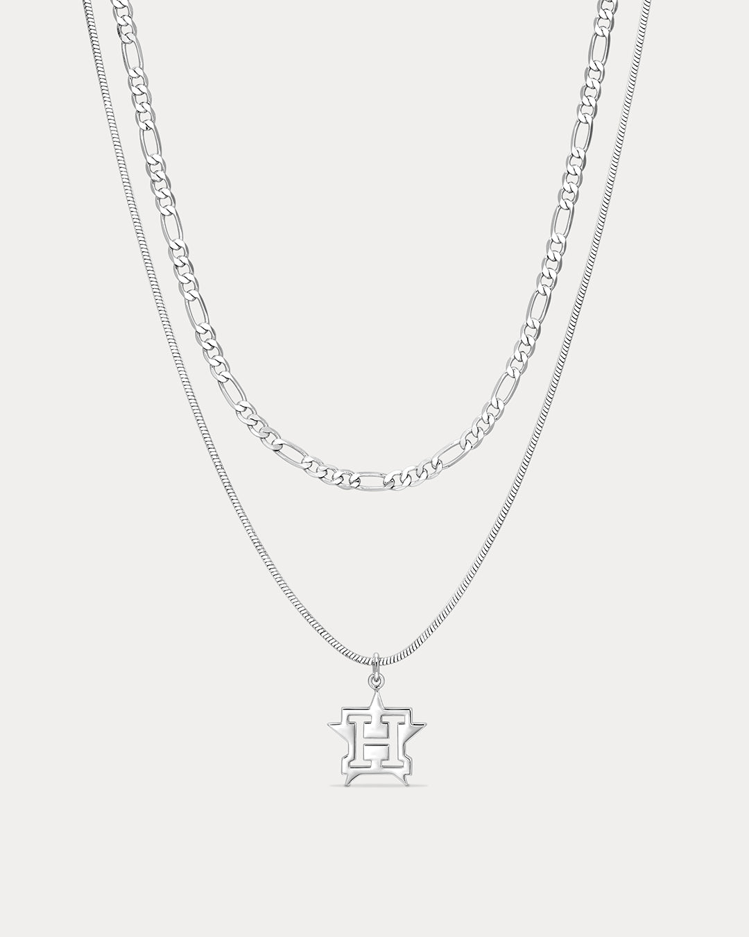 MLB Double Chain Logo Necklace - Silver — detail view 3