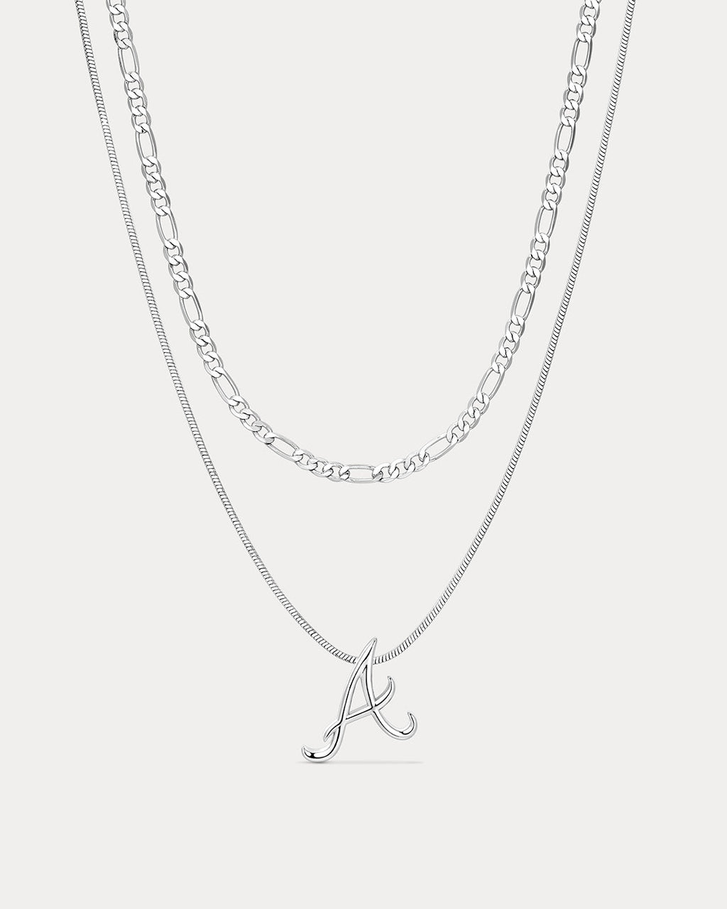 MLB Double Chain Logo Necklace - Silver — alternate view 2 2