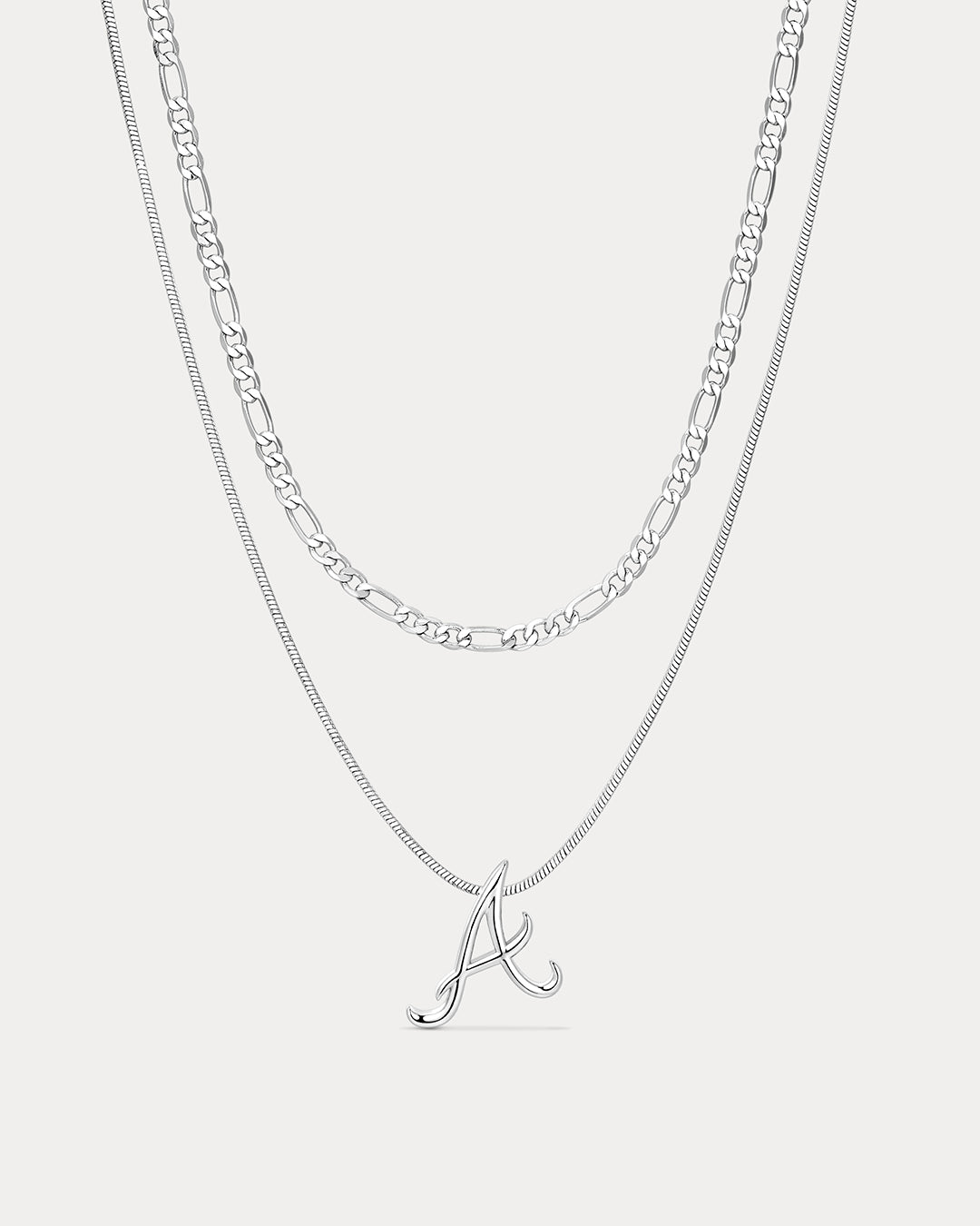 MLB Double Chain Logo Necklace - Silver — alternate view 2 2