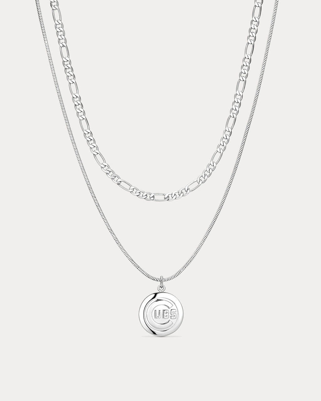 MLB Double Chain Logo Necklace - Silver — alternate view 3
