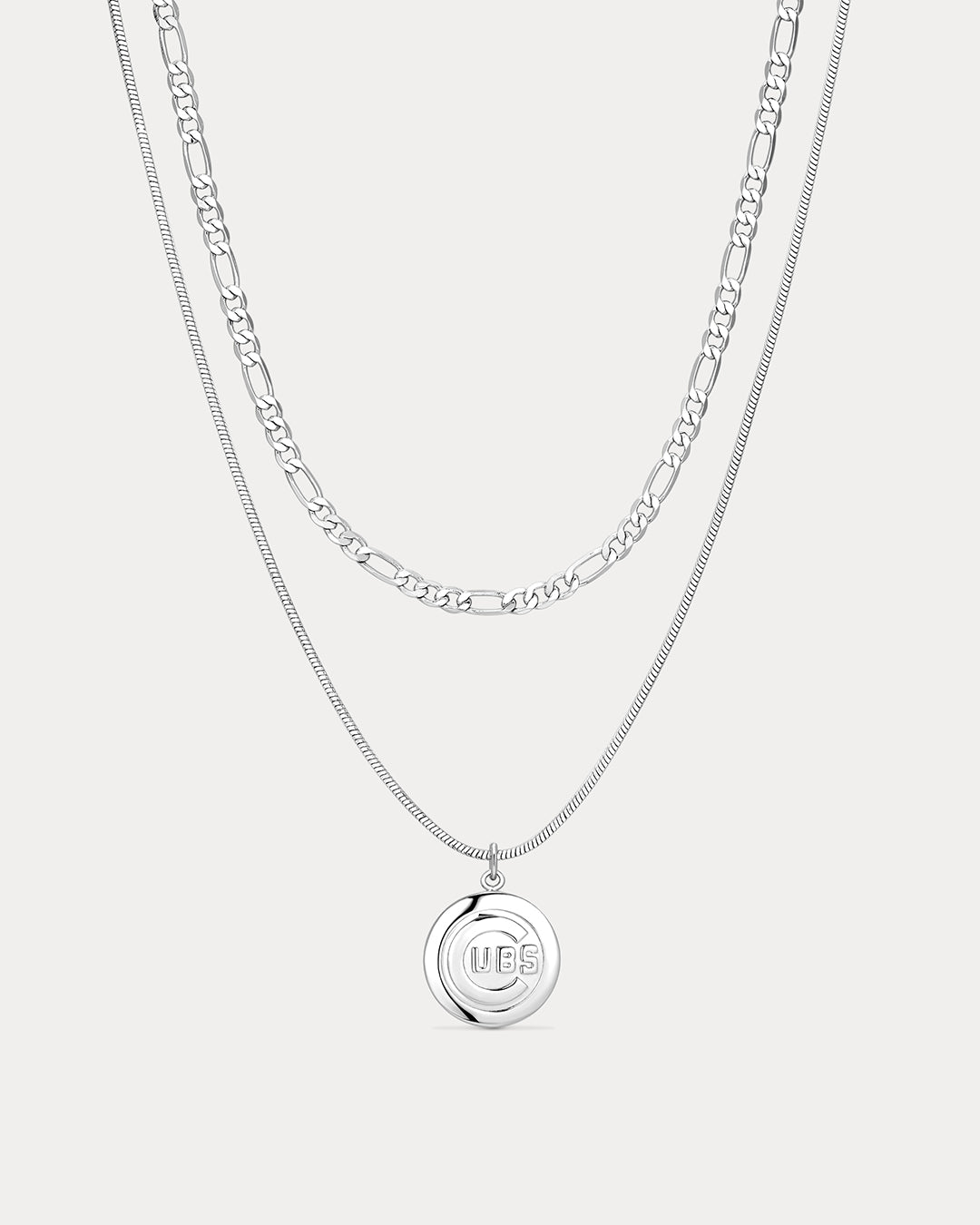 MLB Double Chain Logo Necklace - Silver — alternate view 3