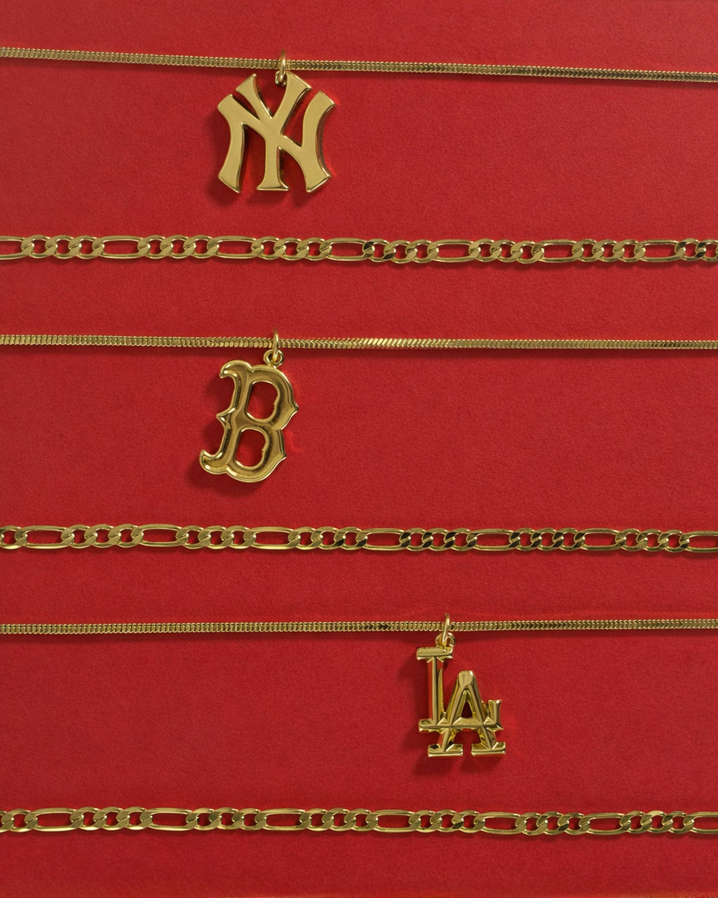 MLB Double Chain Logo Necklace - Silver — detail view