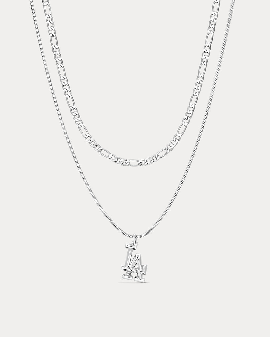 MLB Double Chain Logo Necklace - Silver