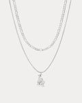 MLB Double Chain Logo Necklace - Silver