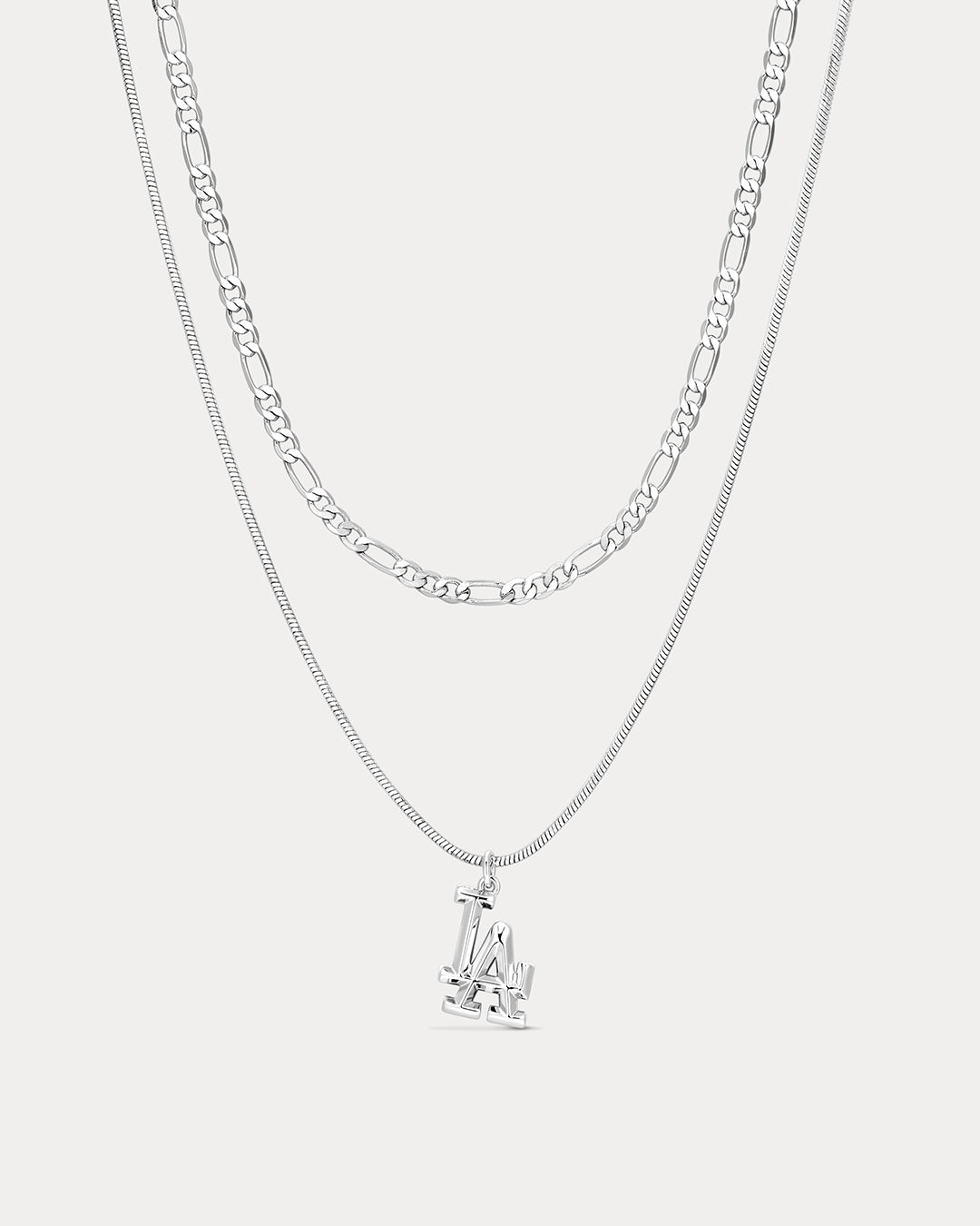MLB Double Chain Logo Necklace - Silver