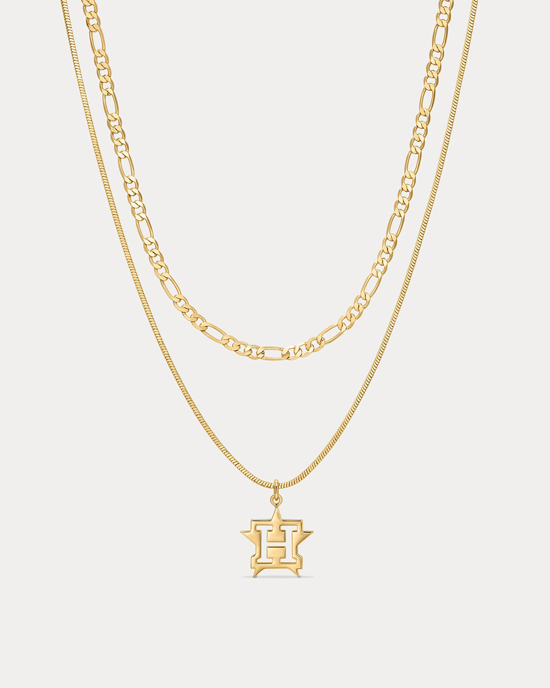 MLB Double Chain Logo Necklace - Gold — alternate angle 2