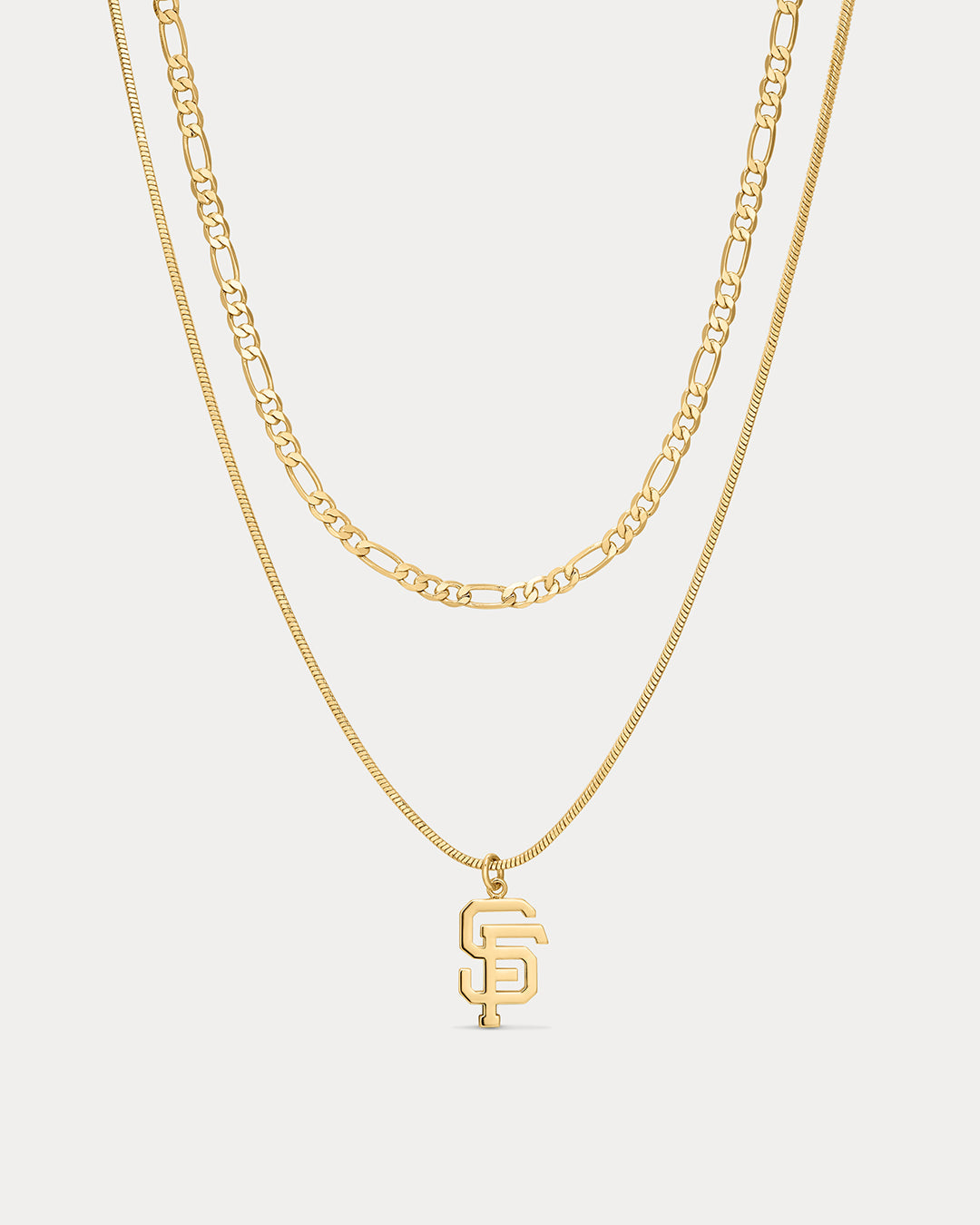 MLB Double Chain Logo Necklace - Gold — alternate view 2 2