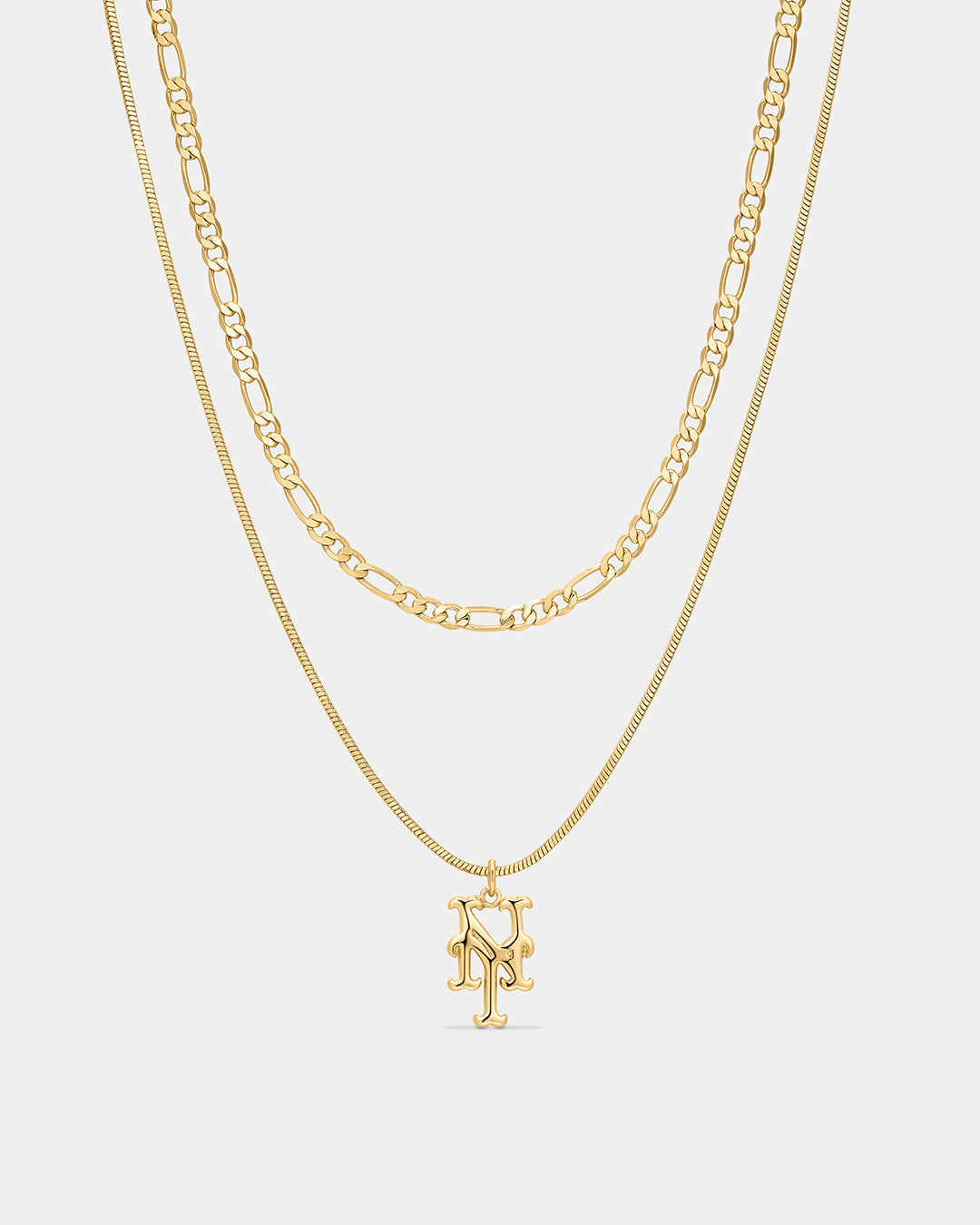 MLB Double Chain Logo Necklace - Gold — alternate view 3
