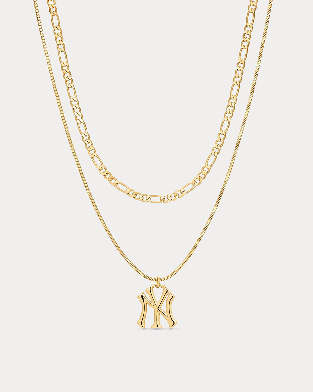 MLB Double Chain Logo Necklace - Gold — another angle