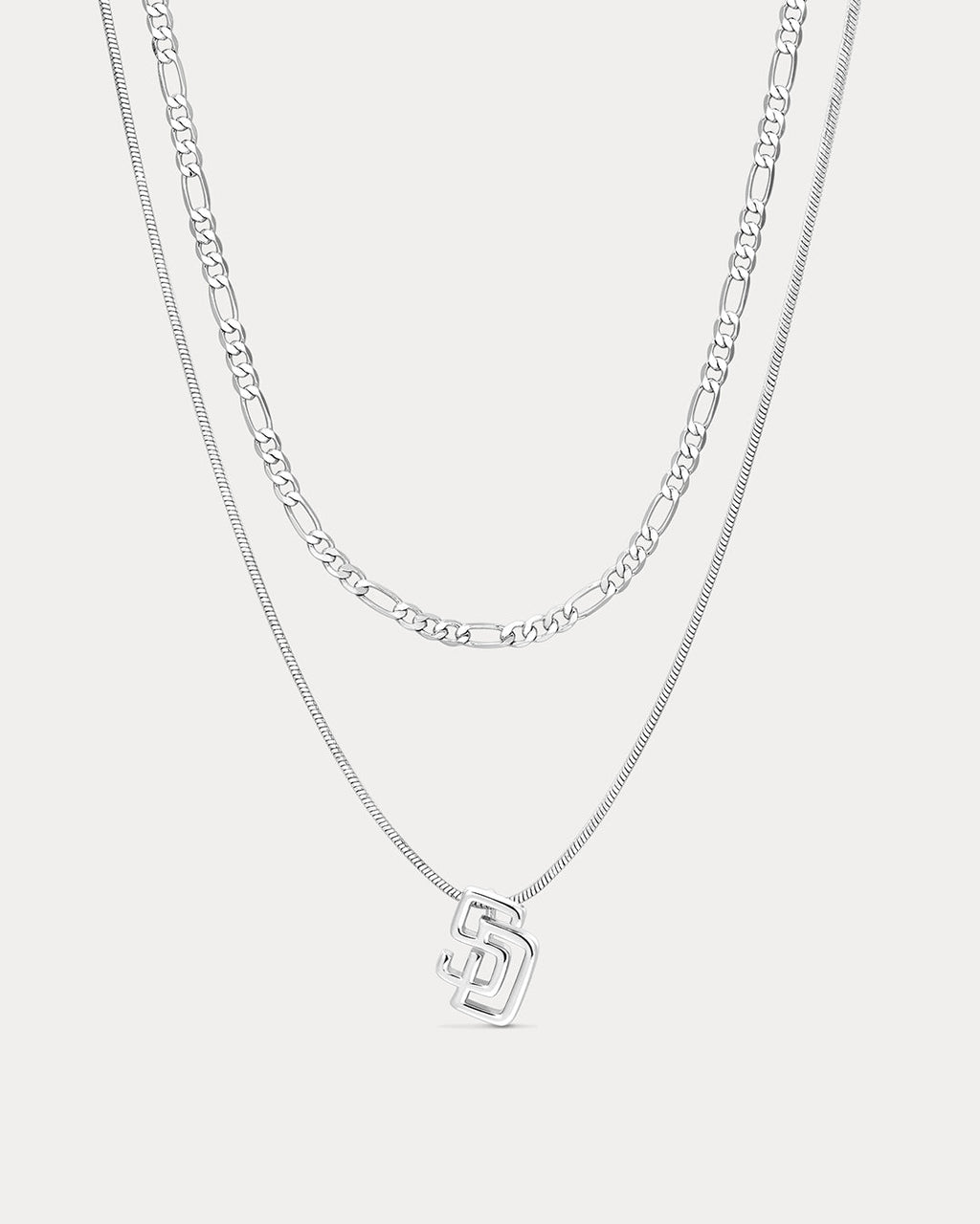 MLB Double Chain Logo Necklace - Silver — alternate angle 2