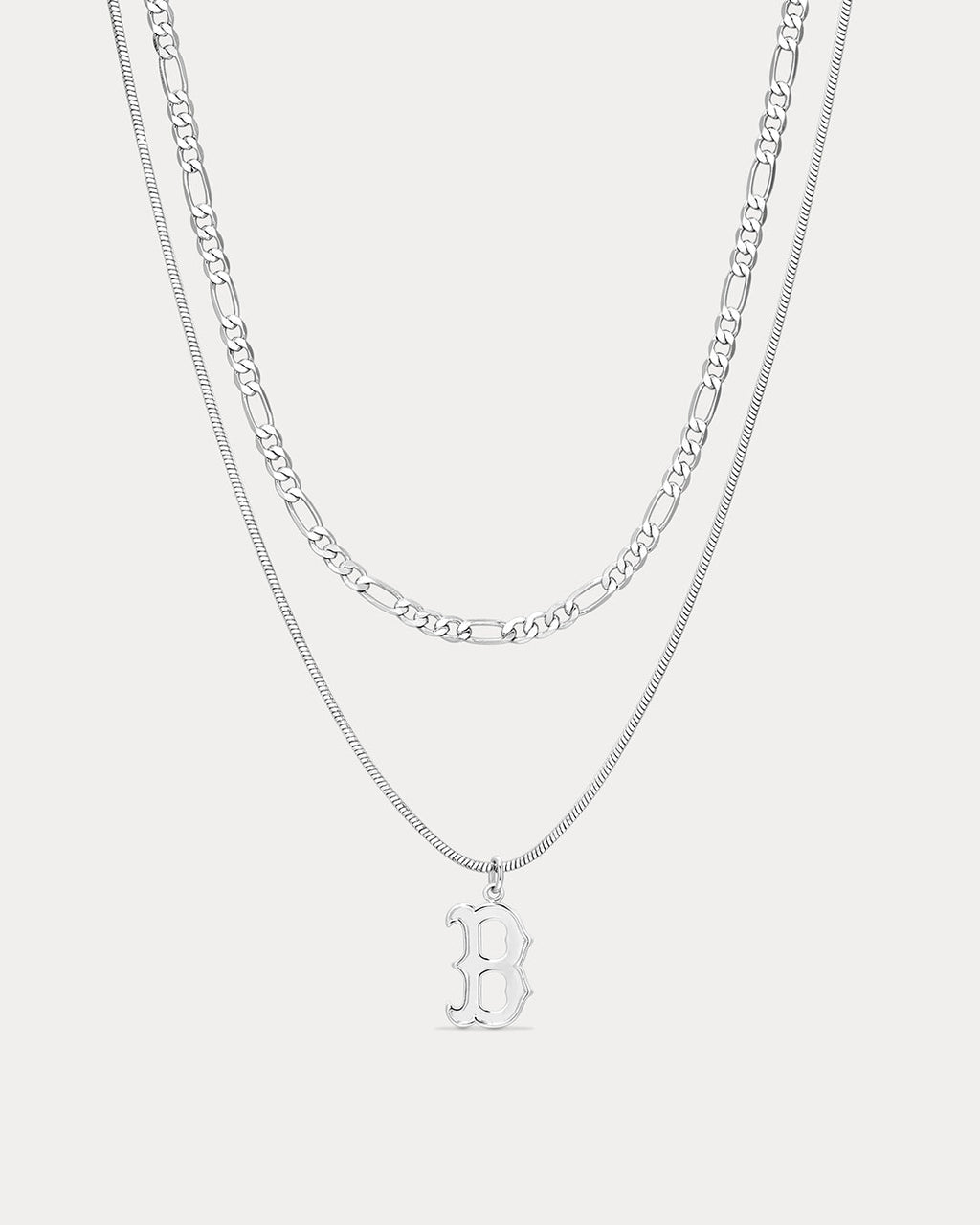 MLB Double Chain Logo Necklace - Silver — detail view 2