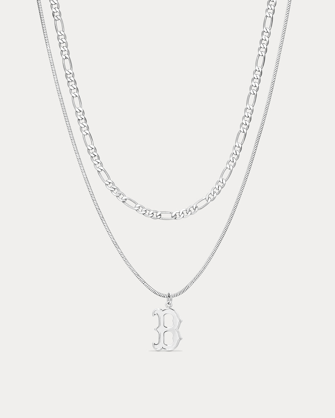 MLB Double Chain Logo Necklace - Silver — detail view 2