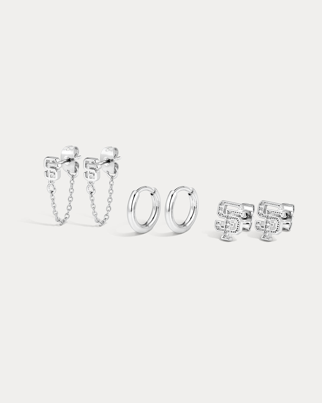 MLB Logo Chain Link Earring Set - Silver — detail view 3