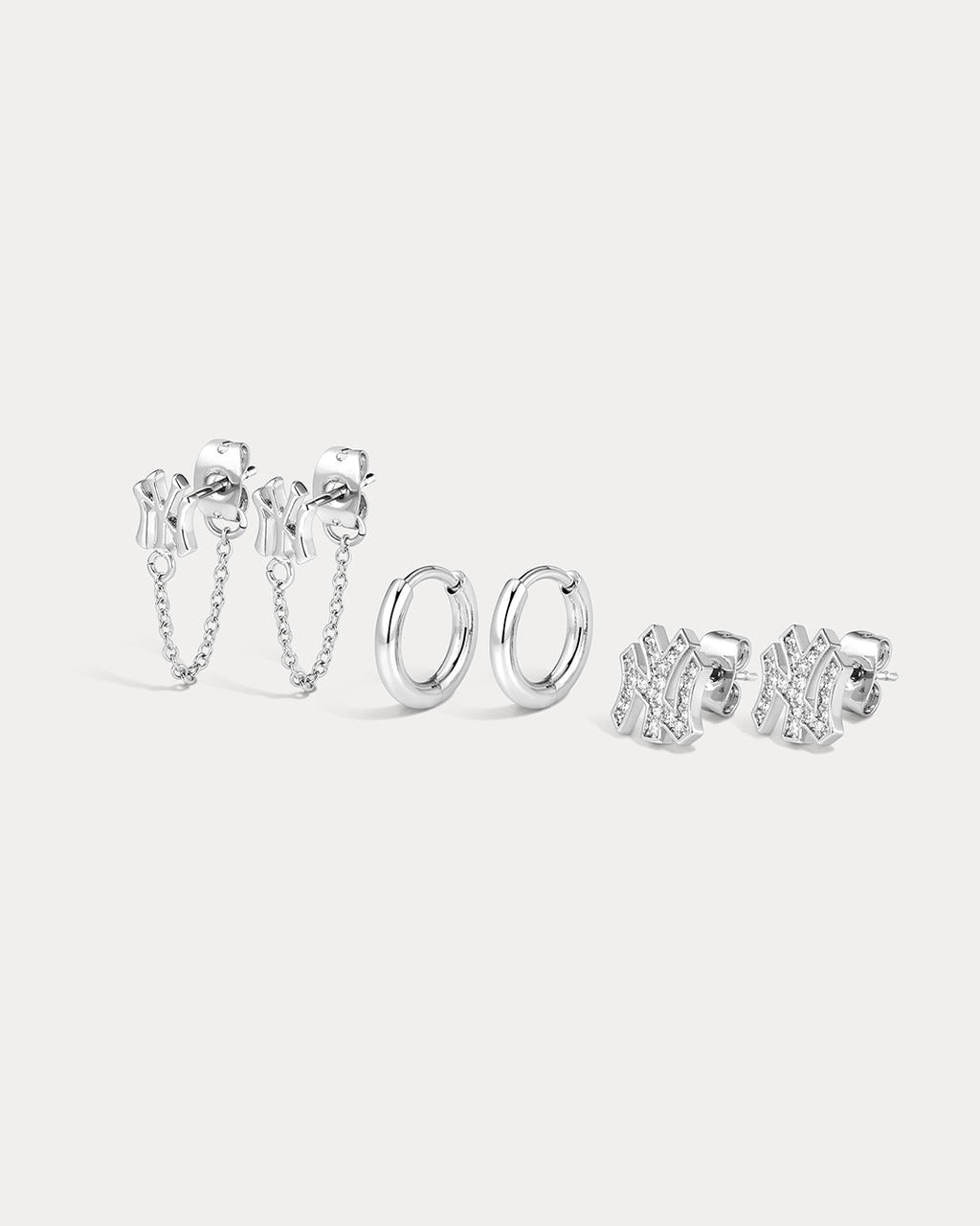 MLB Logo Chain Link Earring Set - Silver — alternate view 2