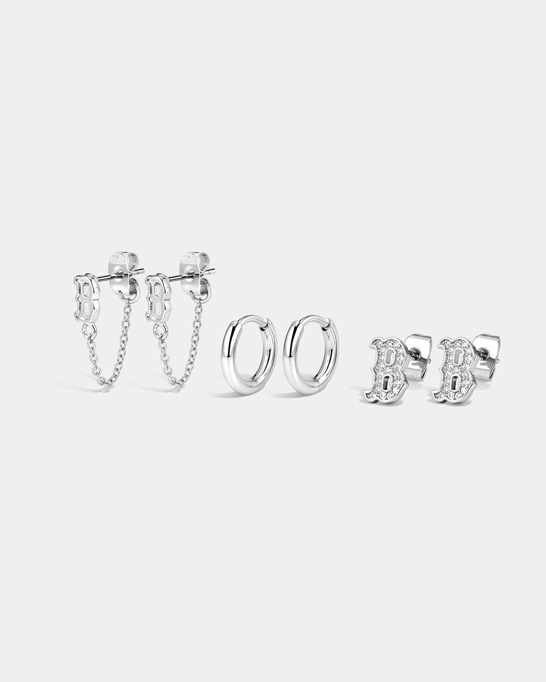MLB Logo Chain Link Earring Set - Silver — alternate view 2