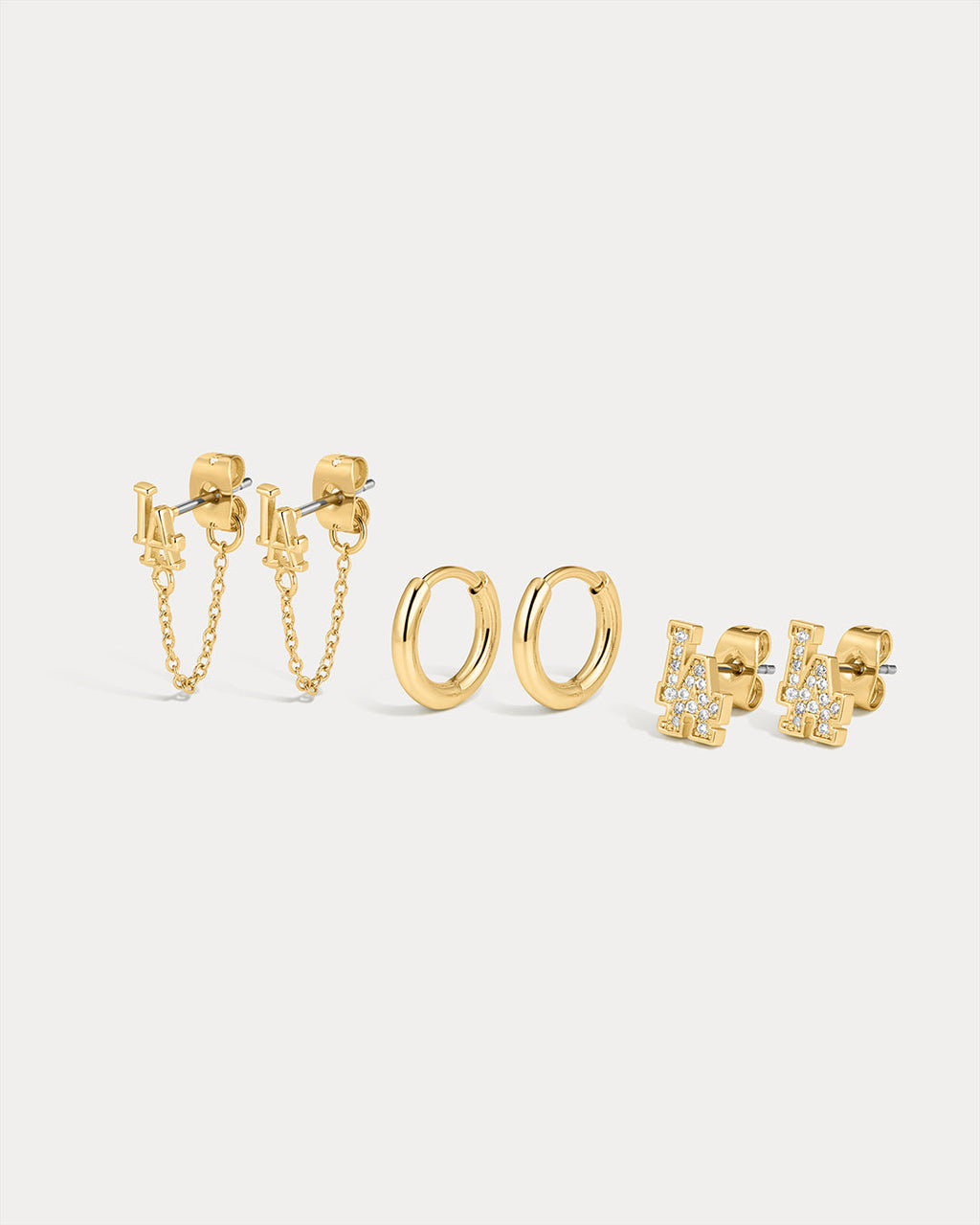 MLB Logo Chain Link Earring Set - Gold