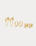 MLB Logo Chain Link Earring Set - Gold