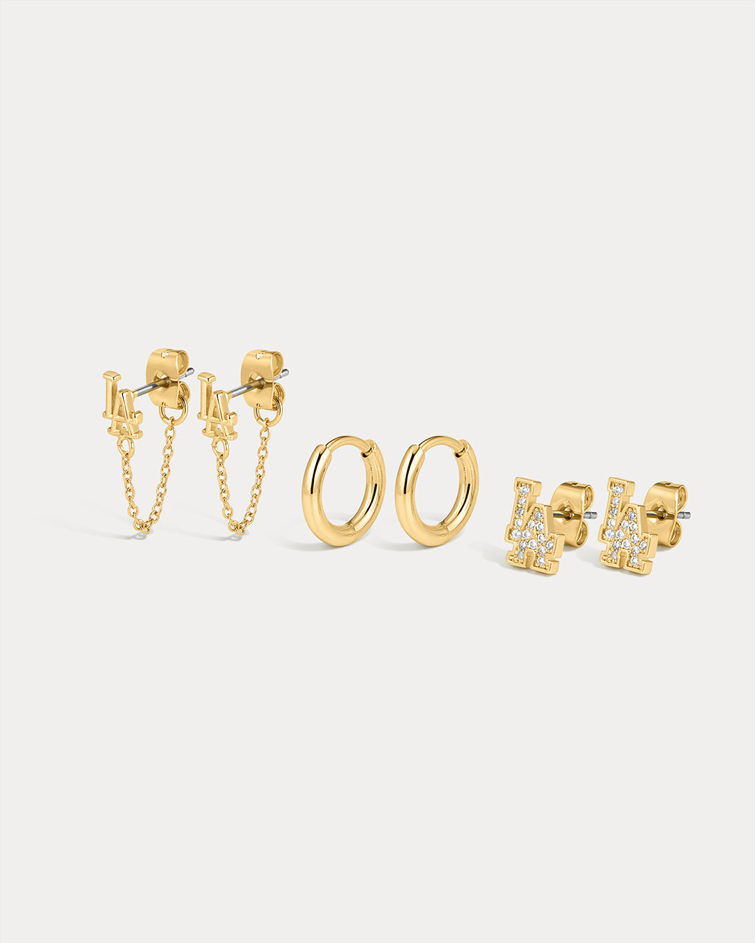 MLB Logo Chain Link Earring Set - Gold