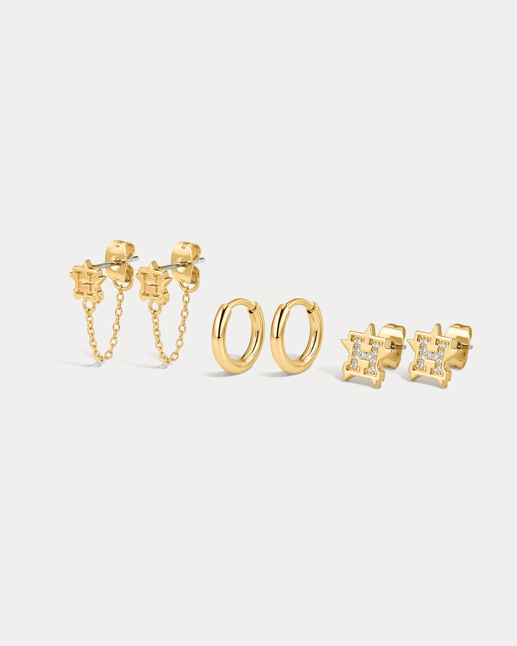 MLB Logo Chain Link Earring Set - Gold — alternate view 2 2