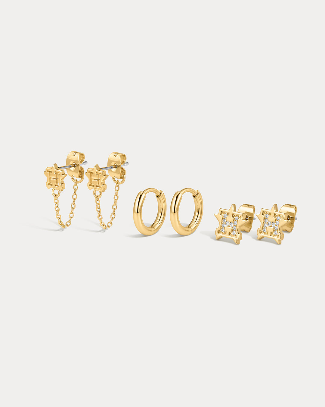 MLB Logo Chain Link Earring Set - Gold — alternate view 2 2