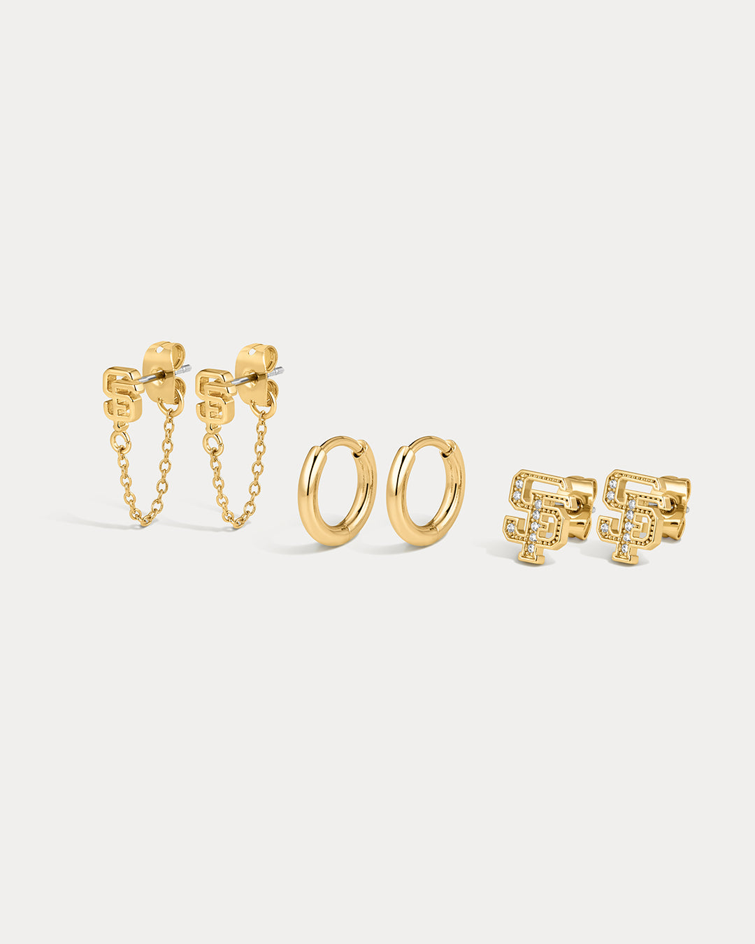 MLB Logo Chain Link Earring Set - Gold — alternate view 3