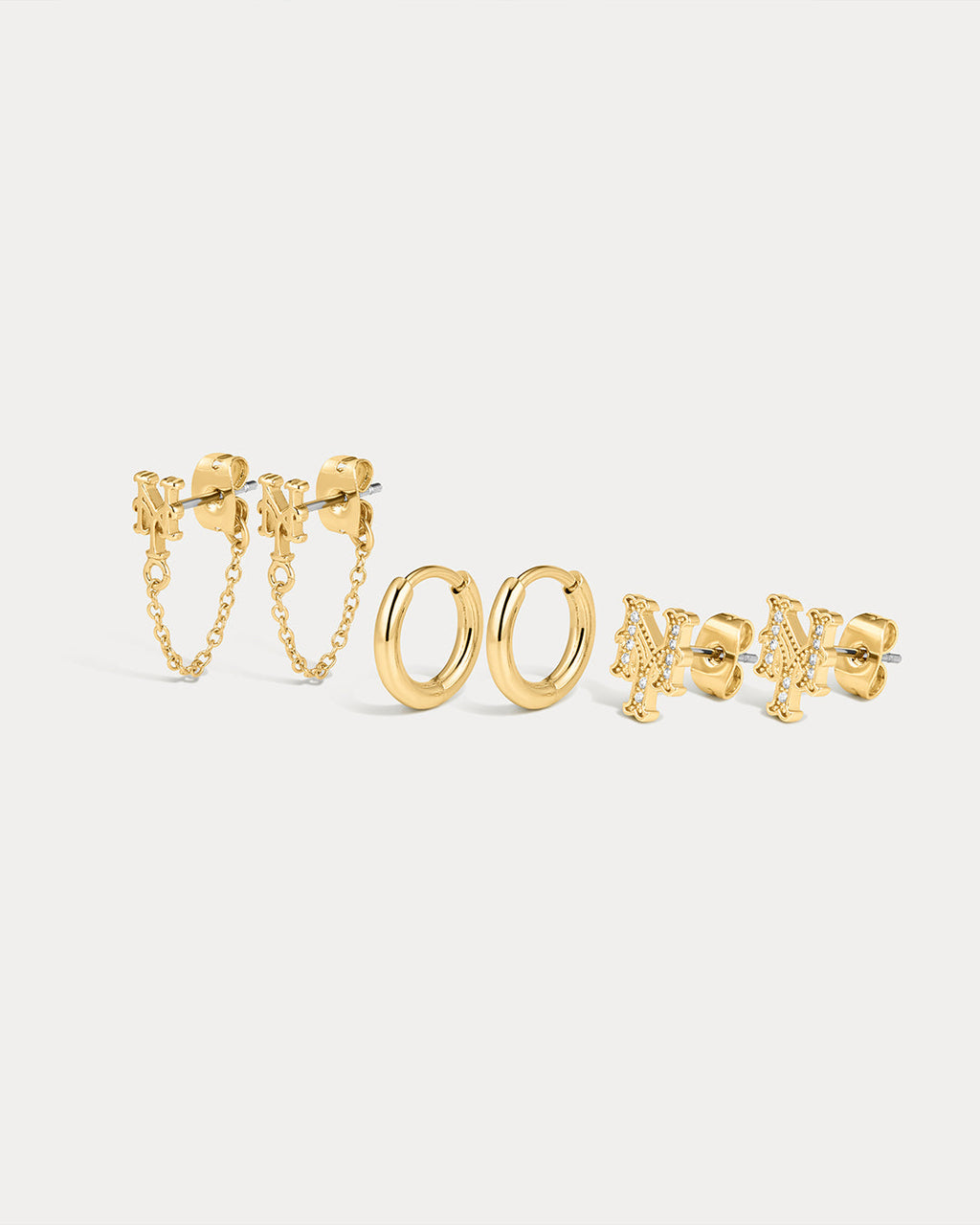MLB Logo Chain Link Earring Set - Gold — detail view 3