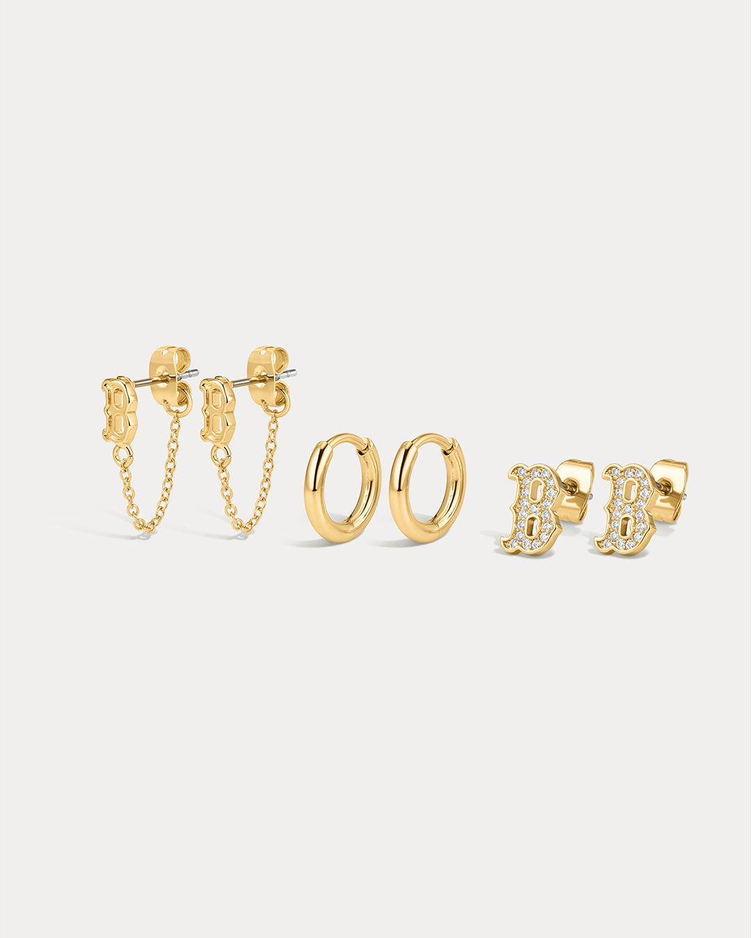 MLB Logo Chain Link Earring Set - Gold — alternate view 2