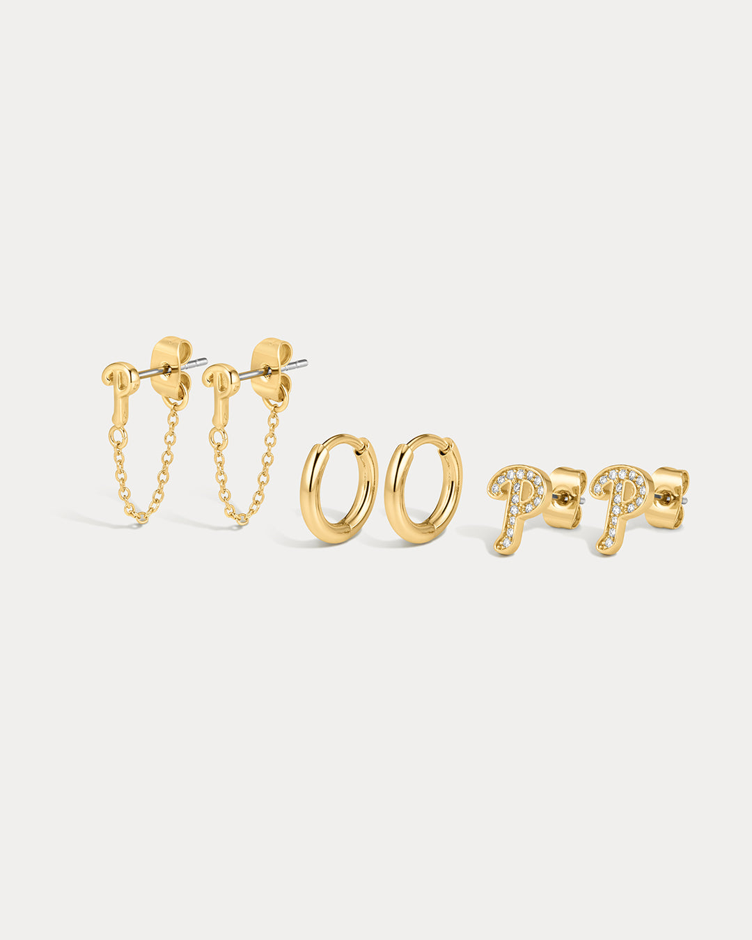 MLB Logo Chain Link Earring Set - Gold — alternate view 2