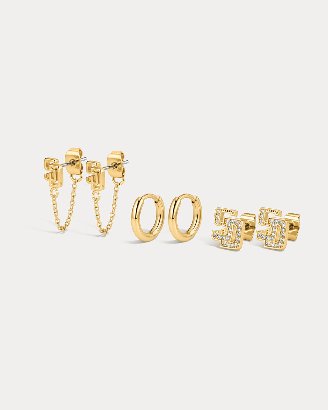 MLB Logo Chain Link Earring Set - Gold — detail view 2