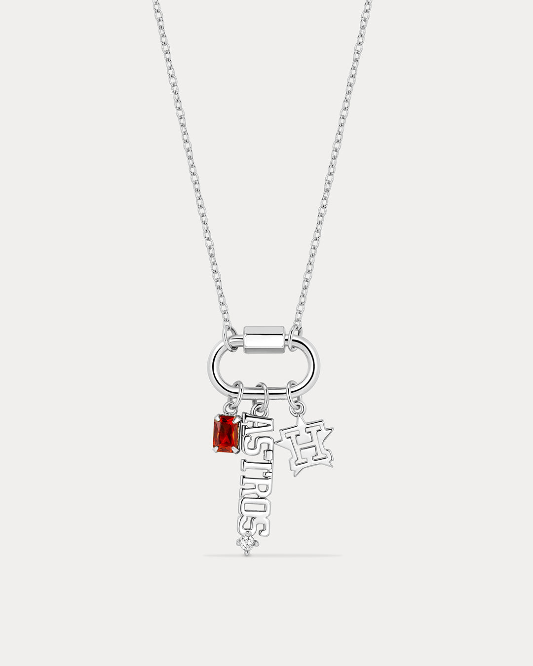 MLB Logo Charm Carabiner Necklace - Silver in Gold — alternate angle 2