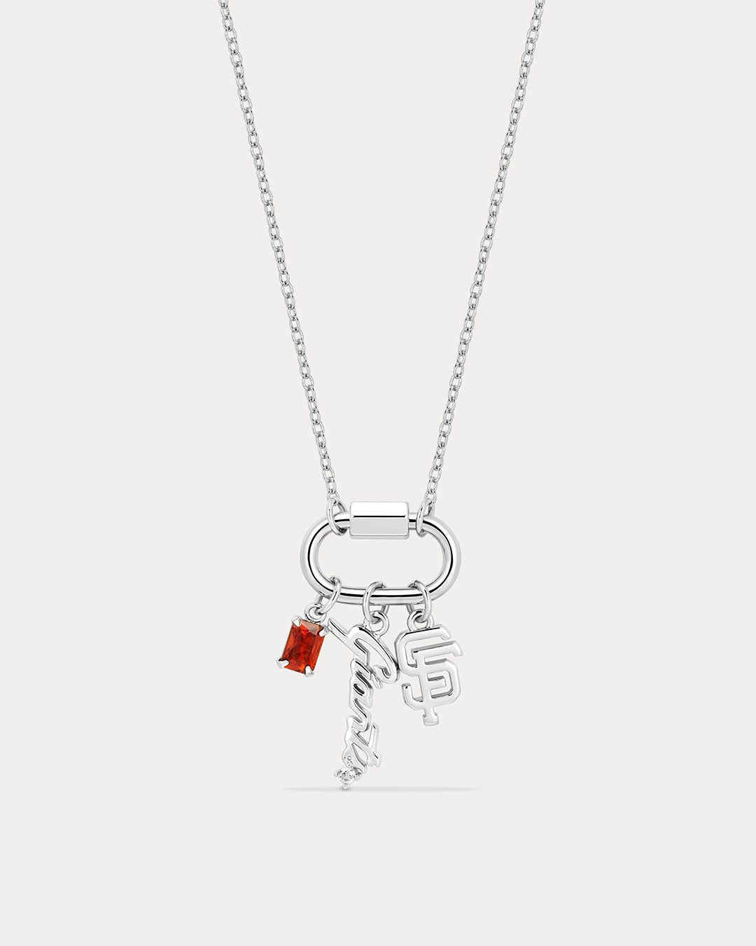 MLB Logo Charm Carabiner Necklace - Silver in Gold — alternate view 2 2