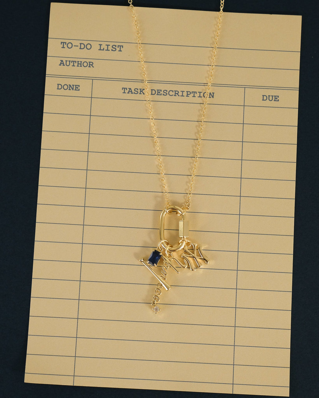 MLB Logo Charm Carabiner Necklace - Gold — detail view