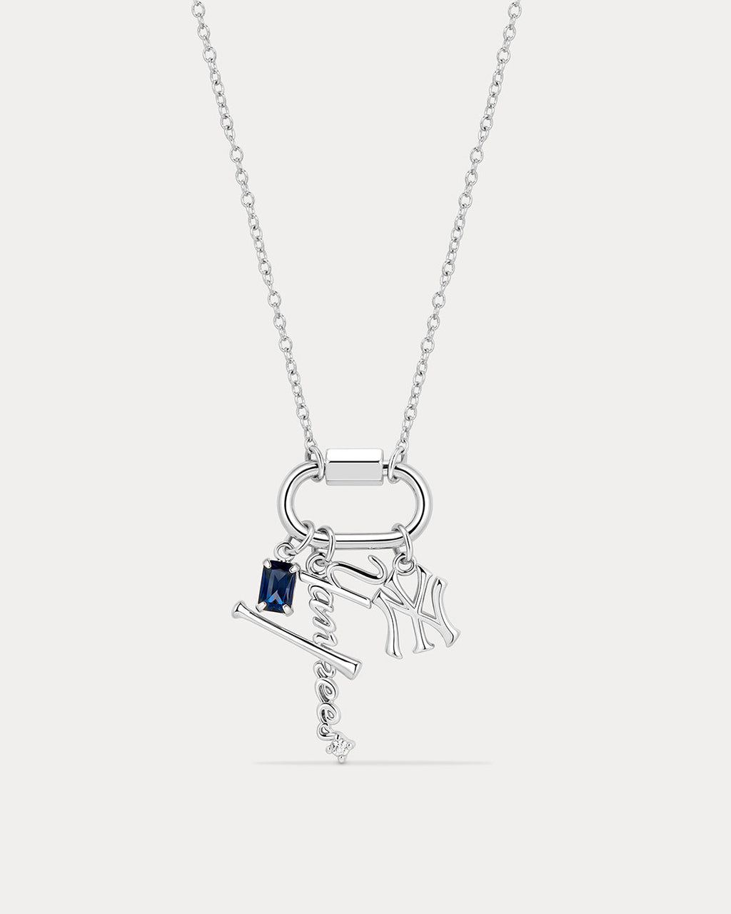MLB Logo Charm Carabiner Necklace - Silver in Gold — alternate angle