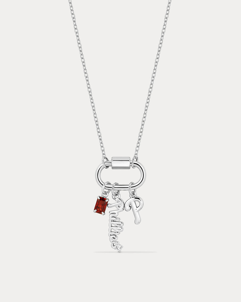 MLB Logo Charm Carabiner Necklace - Silver in Gold — alternate view 2